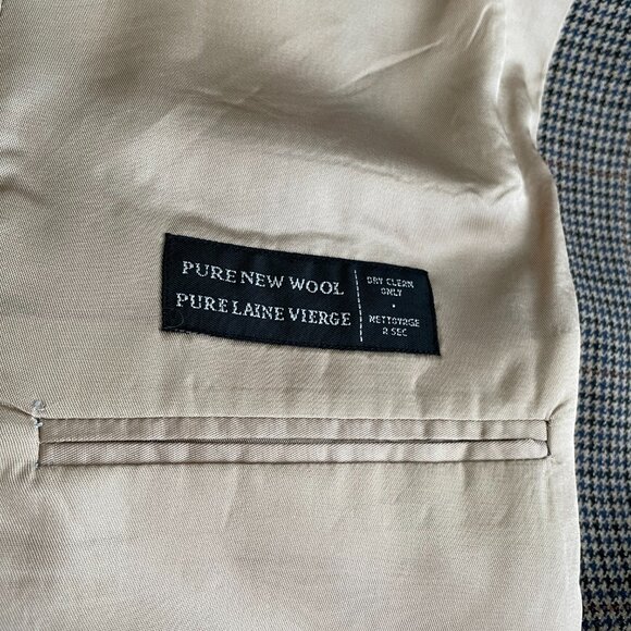 Nautica Wool Hounds tooth Blazer 100% Wool Brown 40L - Picture 6 of 6